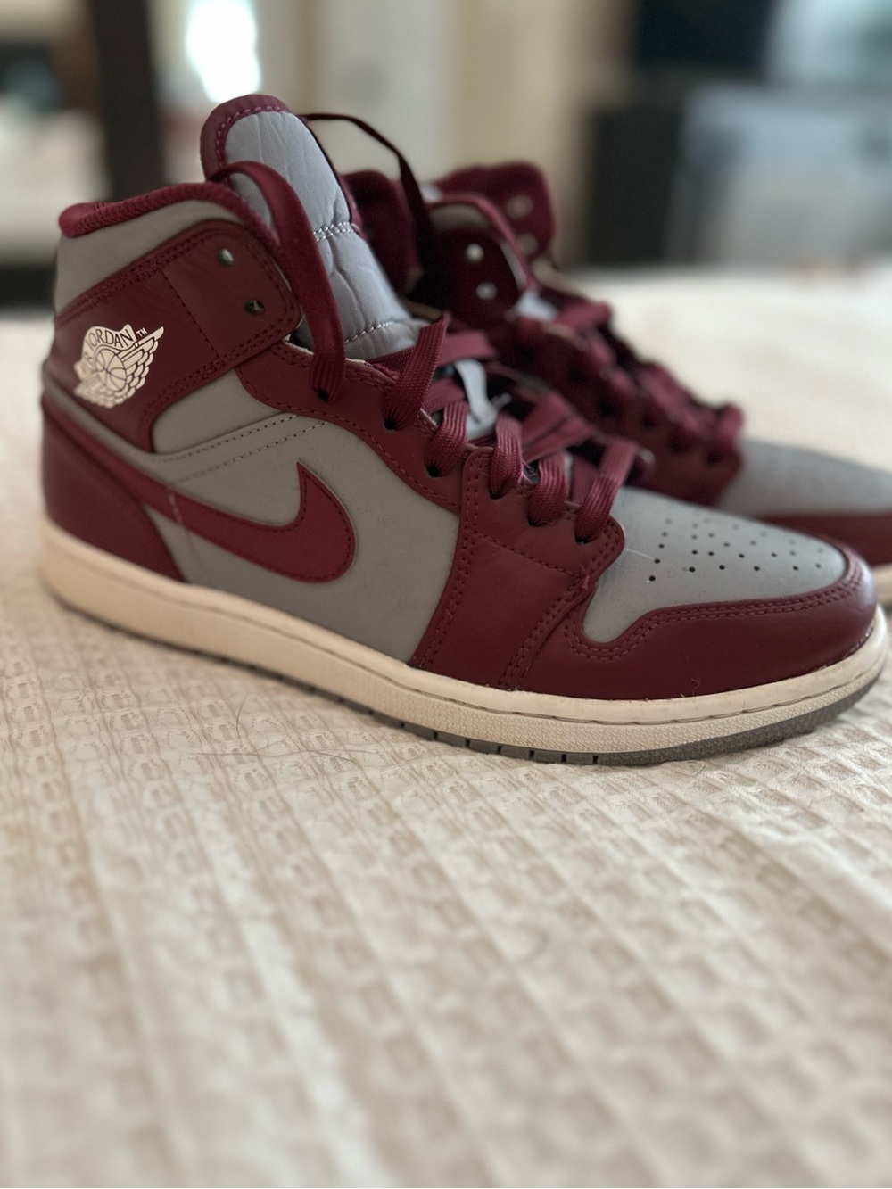 AIR JORDAN NIKE MEN’S Burgundy High-Top Sneakers